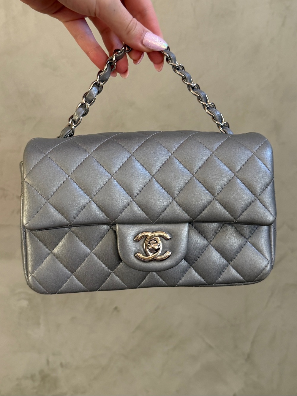 Chanel 17B Classic Quilted Lambskin Rectangular Mini Flap SHW